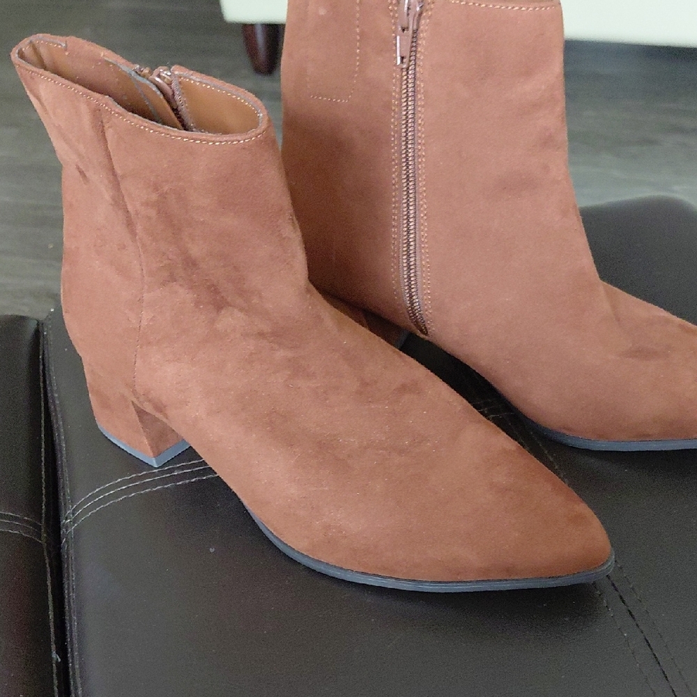Target Women's Rust Brown Suede Ankle Booties with Side Zip